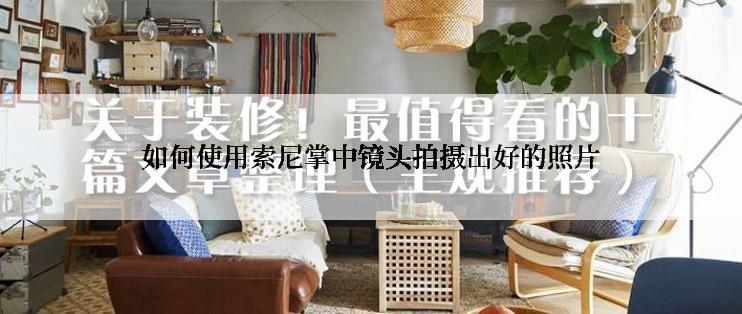 如何使用索尼掌中镜头拍摄出好的照片