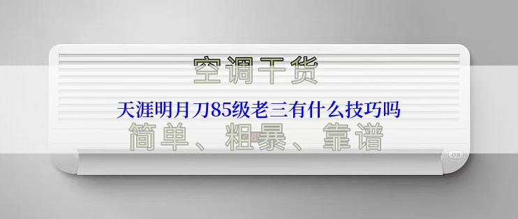 天涯明月刀85级老三有什么技巧吗