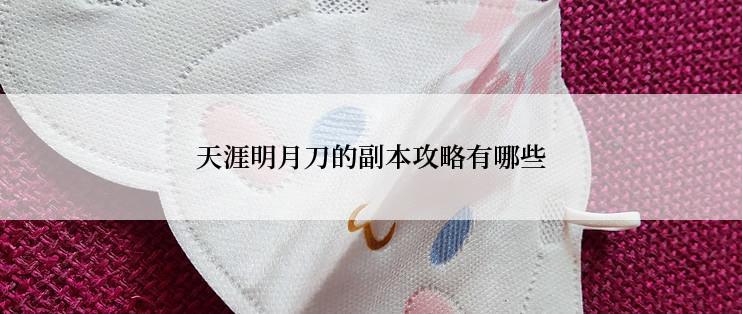 天涯明月刀的副本攻略有哪些