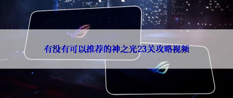 有没有可以推荐的神之光23关攻略视频