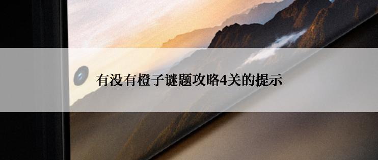 有没有橙子谜题攻略4关的提示