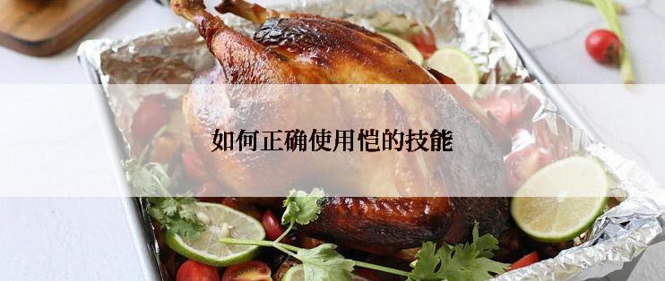 如何正确使用恺的技能