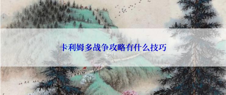 卡利姆多战争攻略有什么技巧