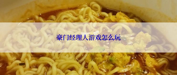 豪门经理人游戏怎么玩