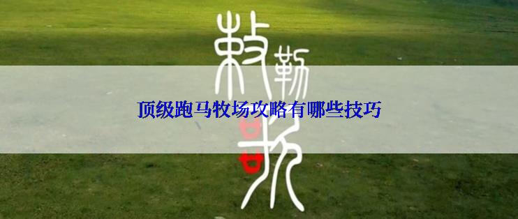 顶级跑马牧场攻略有哪些技巧