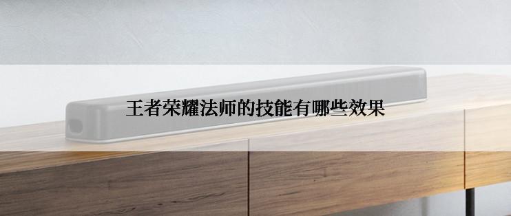 王者荣耀法师的技能有哪些效果