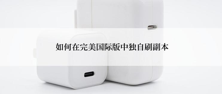  如何在完美国际版中独自刷副本