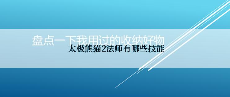  太极熊猫2法师有哪些技能