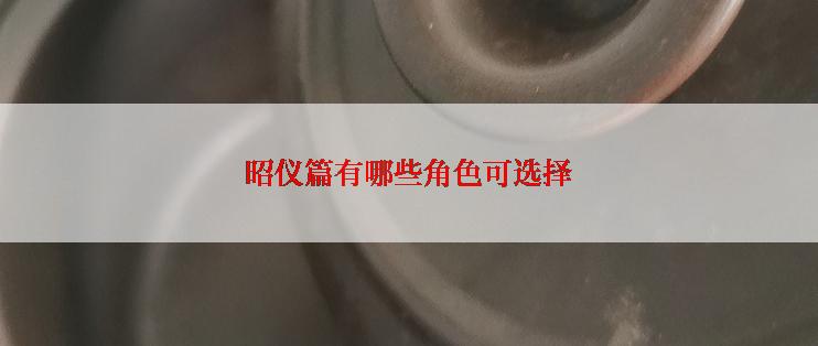 昭仪篇有哪些角色可选择
