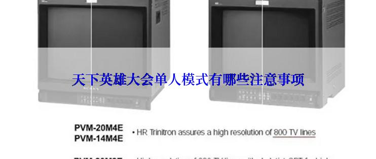 天下英雄大会单人模式有哪些注意事项