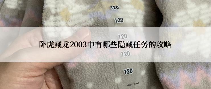 卧虎藏龙2003中有哪些隐藏任务的攻略