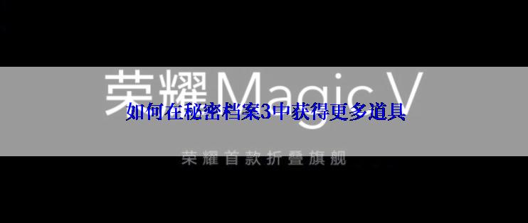  如何在秘密档案3中获得更多道具