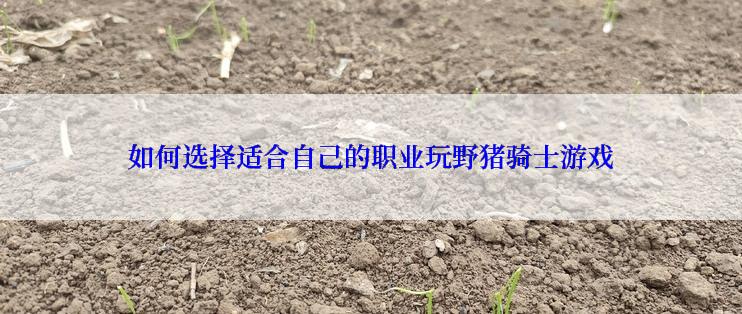 如何选择适合自己的职业玩野猪骑士游戏