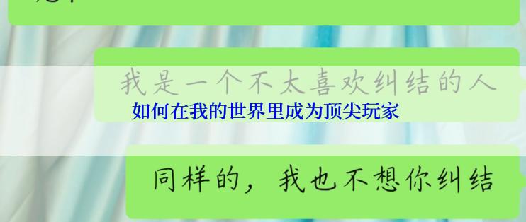  如何在我的世界里成为顶尖玩家