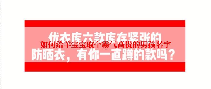 如何给羊宝宝取个霸气高贵的男孩名字