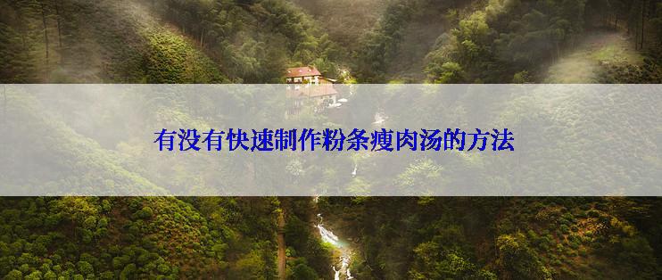  有没有快速制作粉条瘦肉汤的方法
